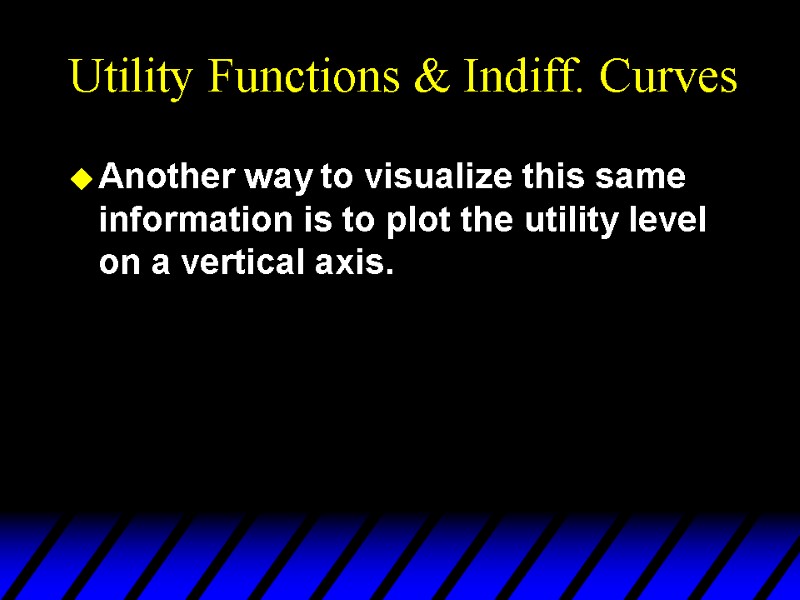 Utility Functions & Indiff. Curves Another way to visualize this same information is to